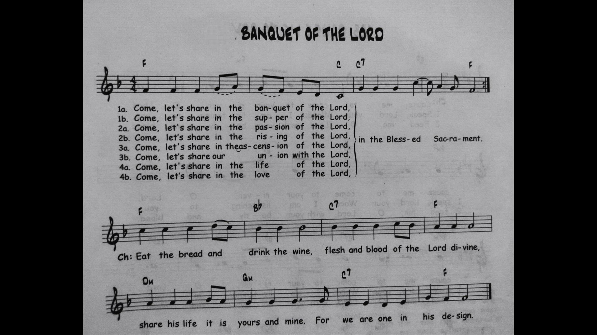'Video thumbnail for Banquet Of The Lord - Catholic Mass Song Sheet Music'