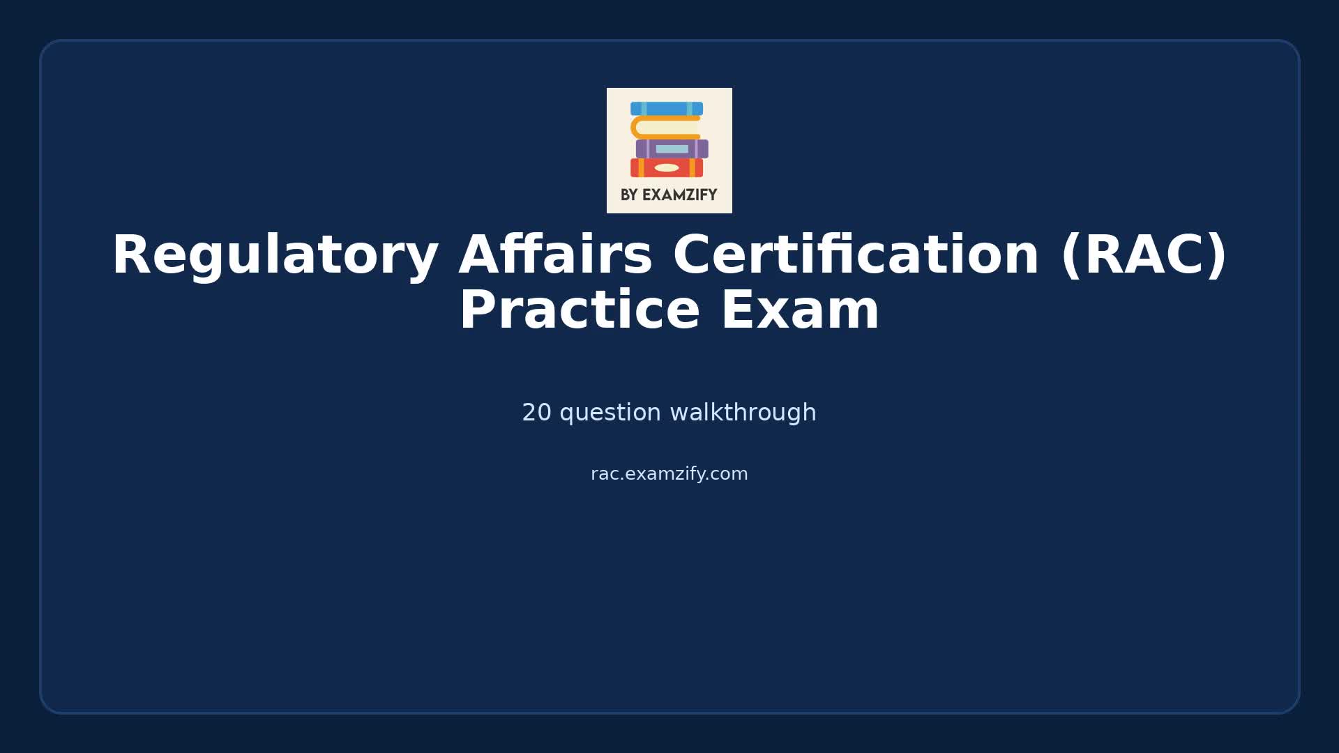 Video thumbnail for Regulatory Affairs Certification (RAC) Practice Exam