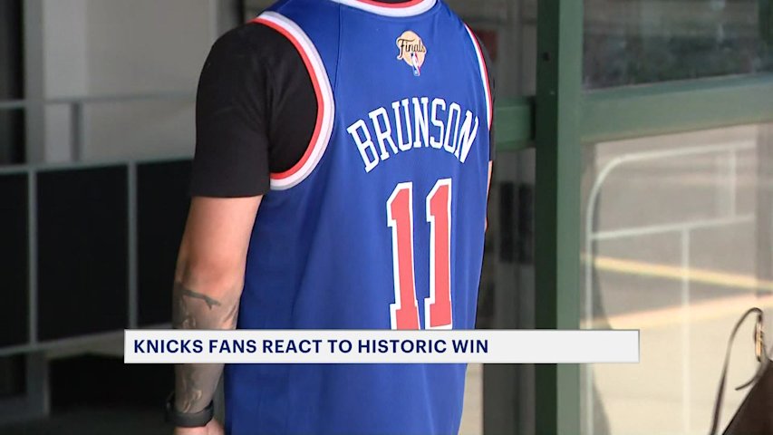 Video thumbnail for Long Islanders line up to get Knicks gear after NBA Finals win