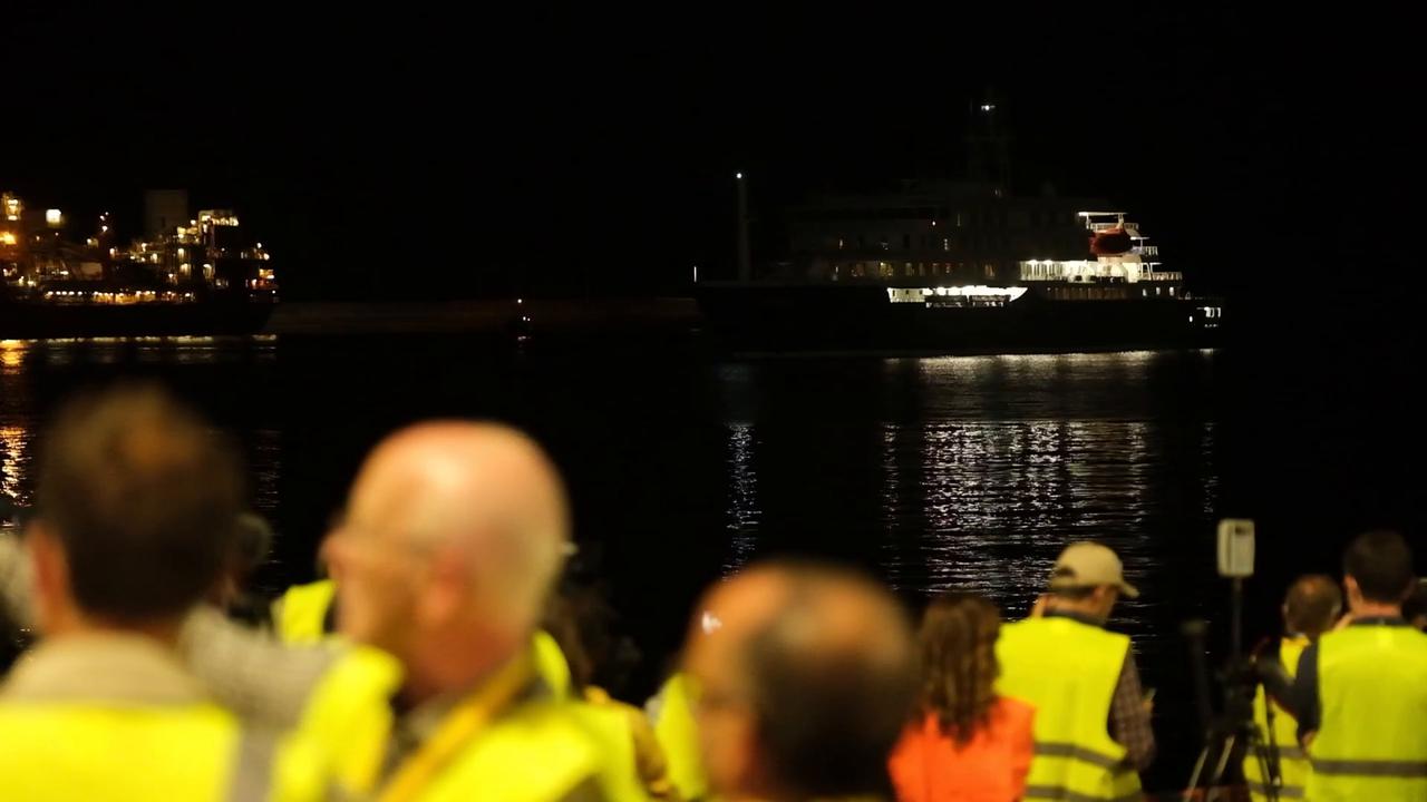 Video thumbnail for Spain: MV Hondius cruise ship enters port of Granadilla de Abona, Spain, after being affected by hantavirus outbreak.