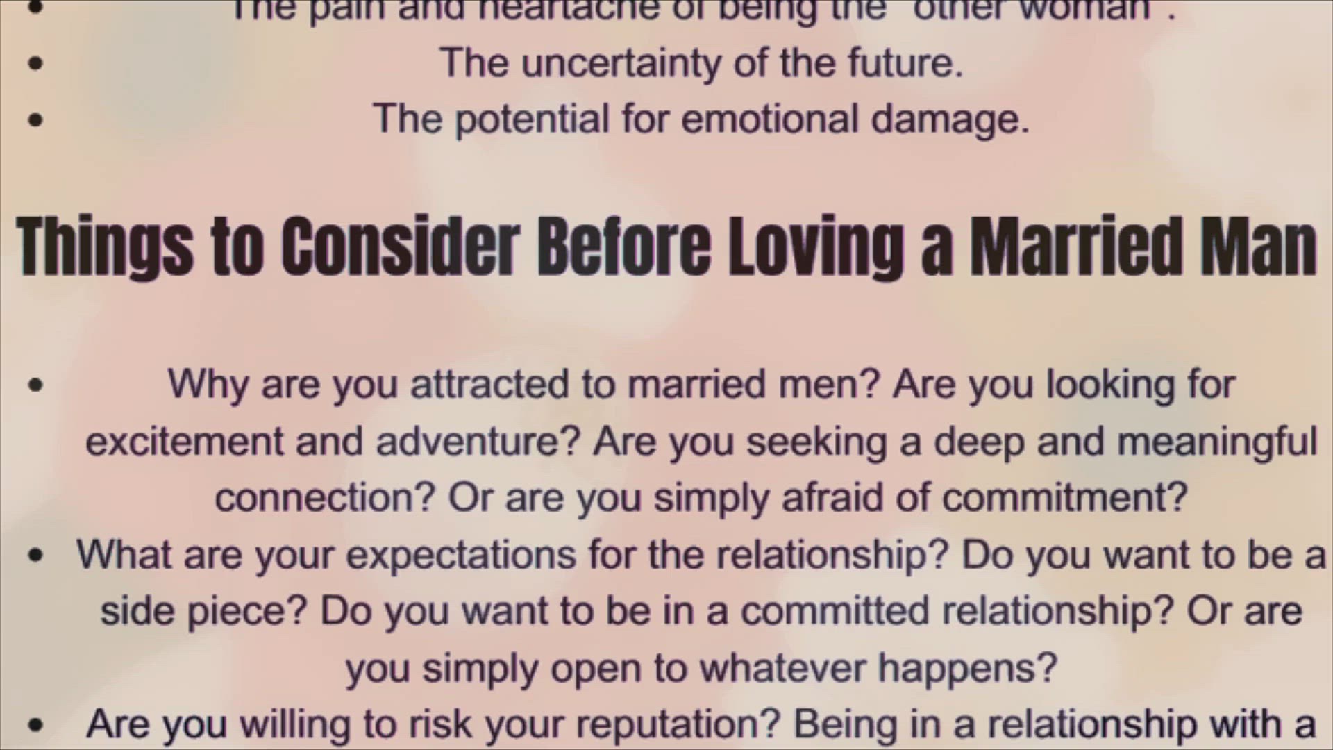 Video thumbnail for Loving A Married Man, Rules for Dating a Married Man