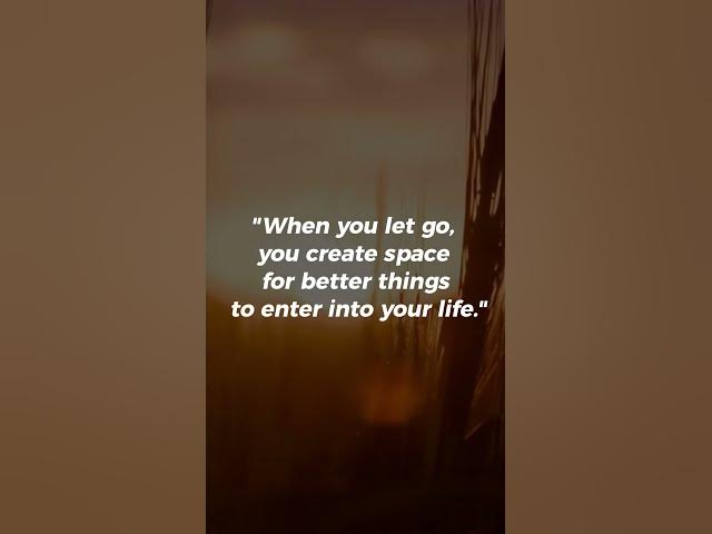 Video thumbnail for When you let go, you create space for better things to enter into your life