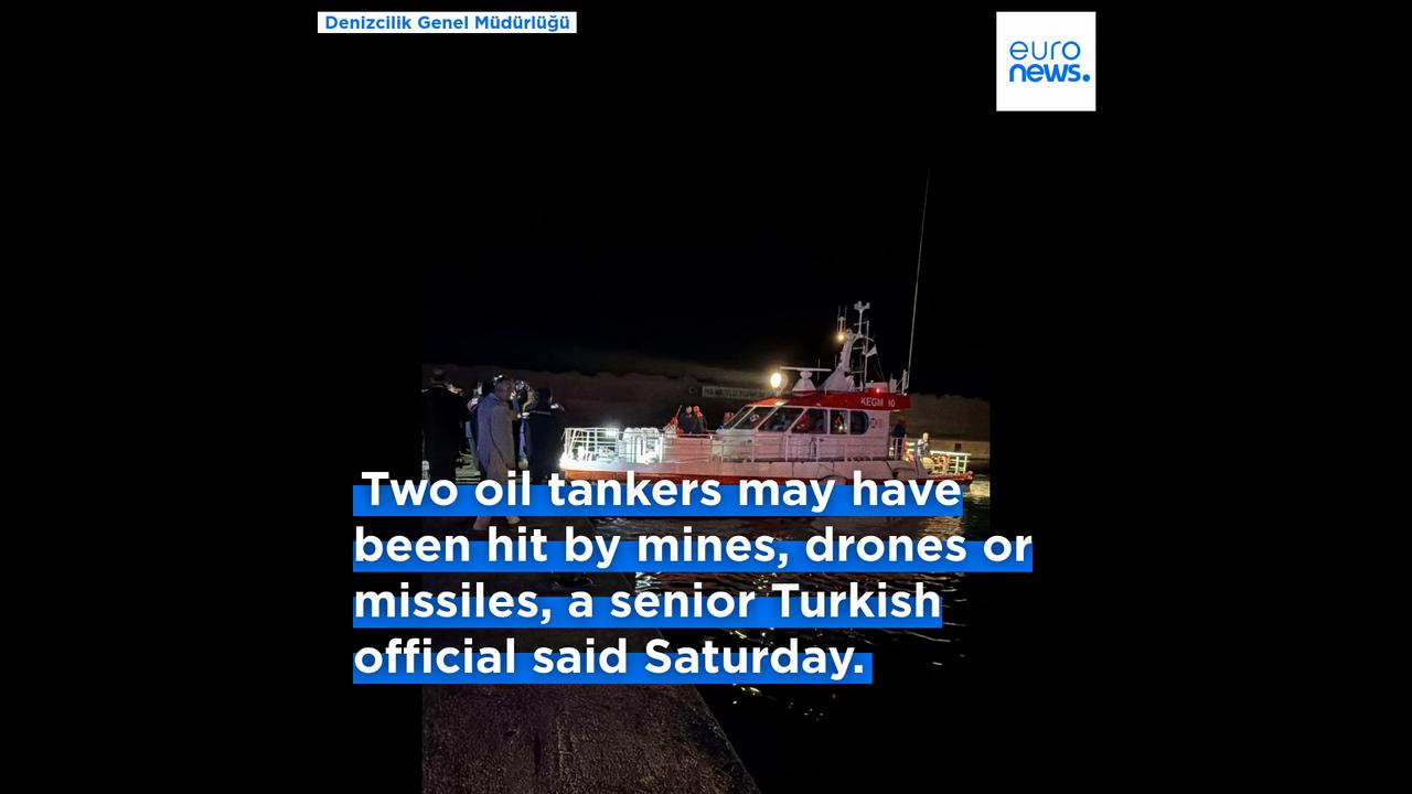 Video thumbnail for Two ships of Russia's sanctioned shadow fleet caught fire in the Black Sea off Türkiye