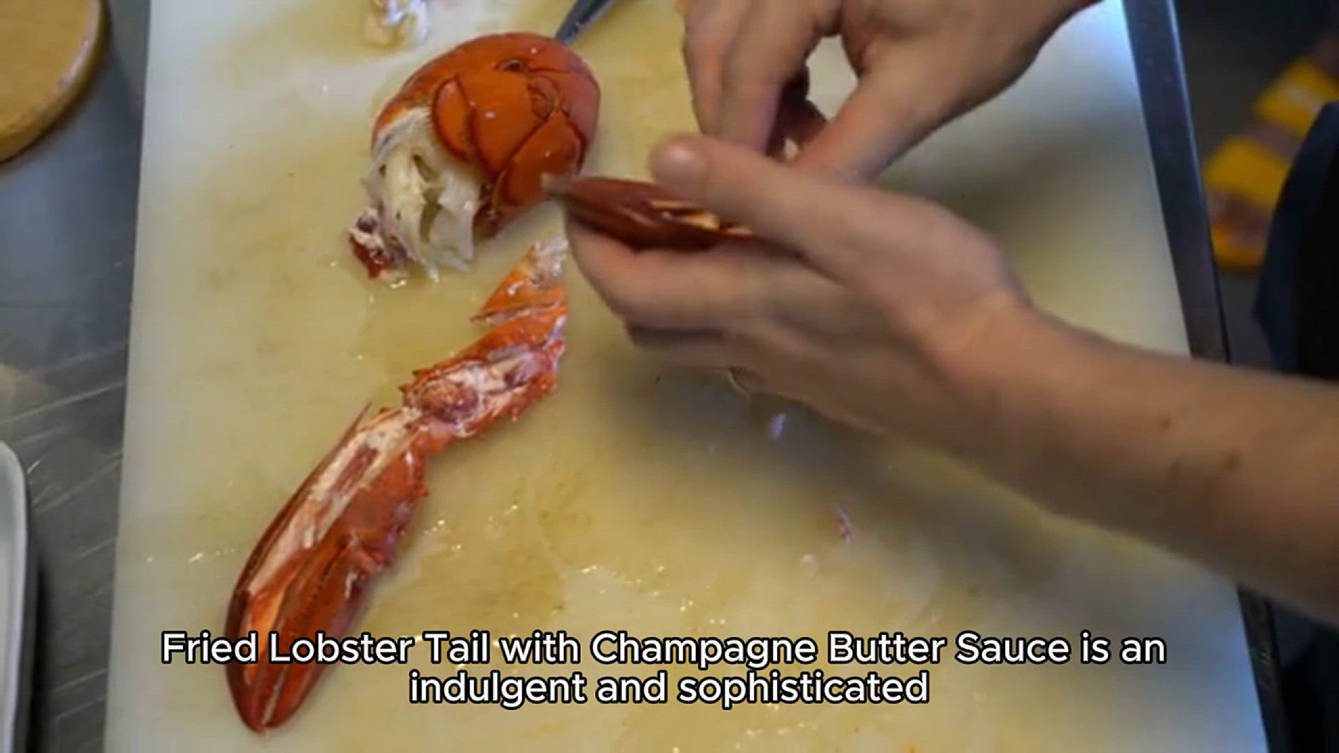 Video thumbnail for Fried lobster tail with champagne butter sauce