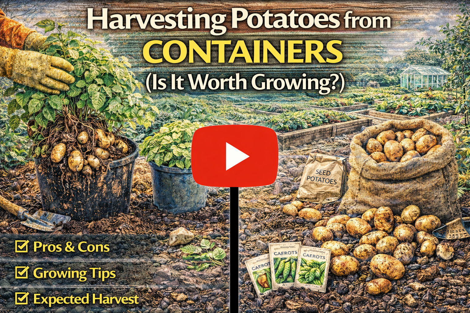 Video thumbnail for Harvesting Potatoes from Containers (Is It Worth Growing?)