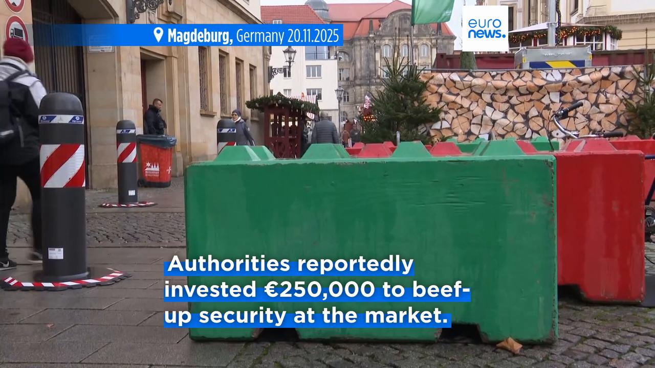 Video thumbnail for Magdeburg Christmas market reopens a year after deadly car-ramming attack