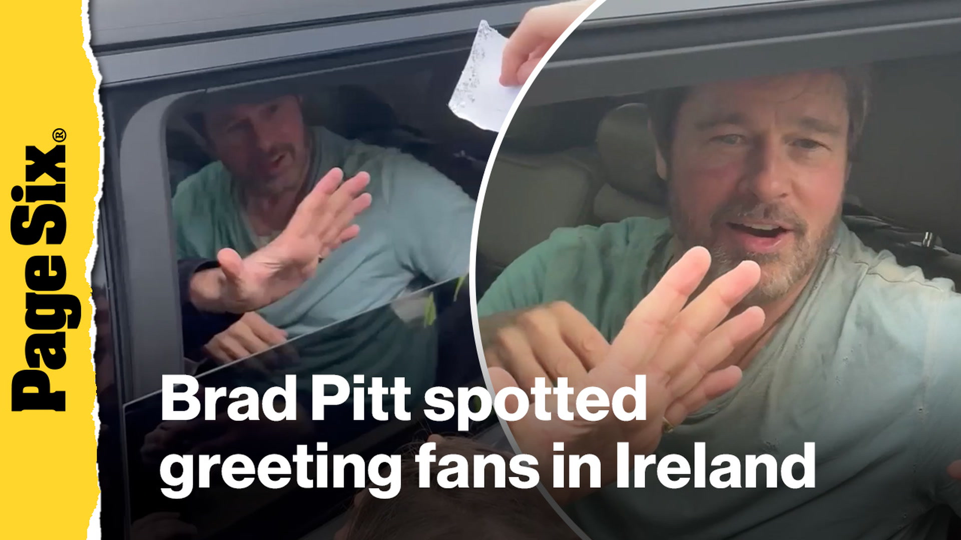 Video thumbnail for Brad Pitt greets fans in Ireland while filming for upcoming project 'One For All'