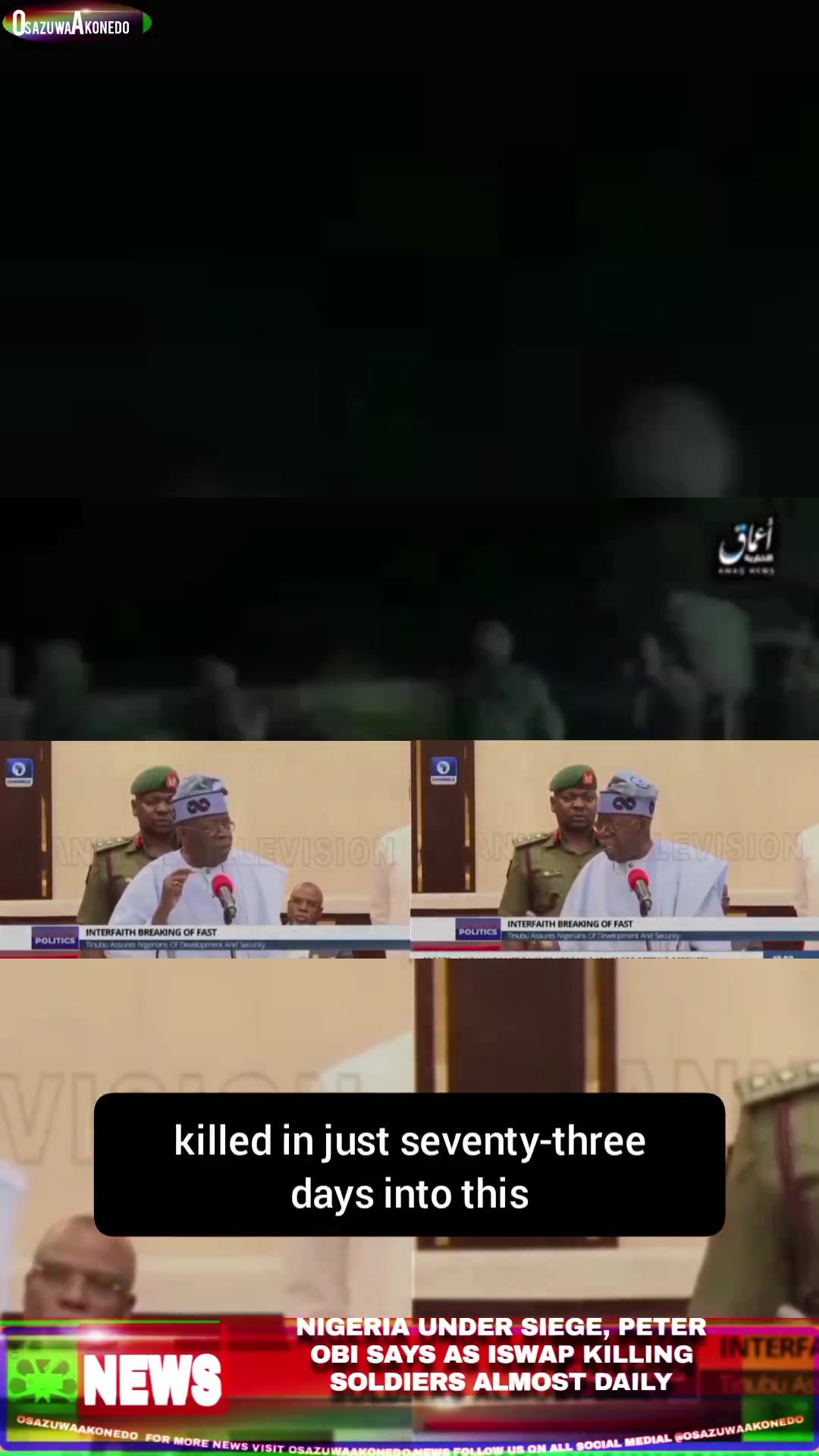 Video thumbnail for Nigeria Under Siege, Peter Obi Says As ISWAP Killing Soldiers Almost Daily