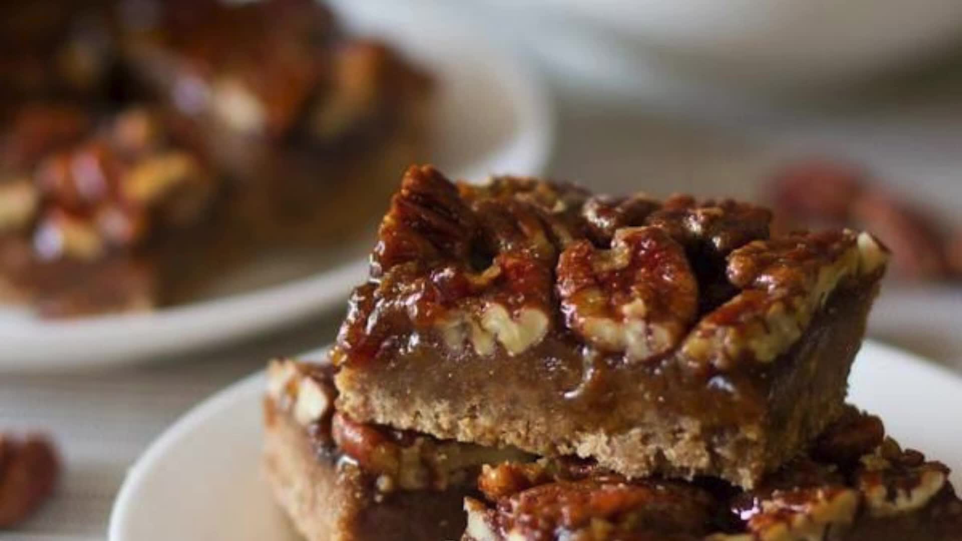 Video thumbnail for Salted Maple Pecan Pie Bars recipe