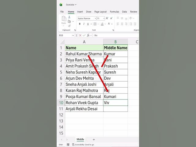 Video thumbnail for Split Names Smartly – Work Smarter, Not Harder #excel #exceltips #spreadsheetmagic