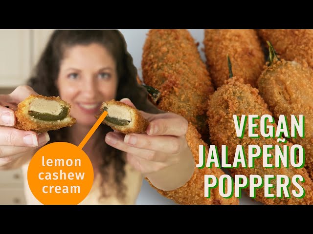 Video thumbnail for Vegan Jalapeño Poppers Recipe with Lemon Cashew Cream