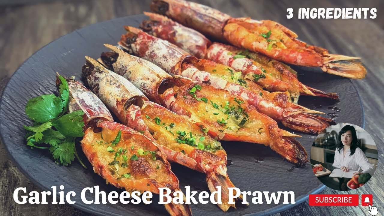 Video thumbnail for Garlic Cheese Baked Prawn | 3-Ingredient | @mrs5cookbook
