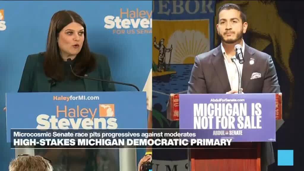 Video thumbnail for High-stakes Michigan Democratic primary pits progressive against moderates