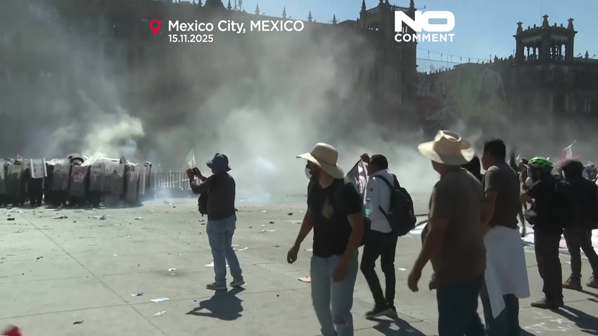 'Video thumbnail for Clashes break out during Generation Z protest against President Sheinbaum in Mexico City'