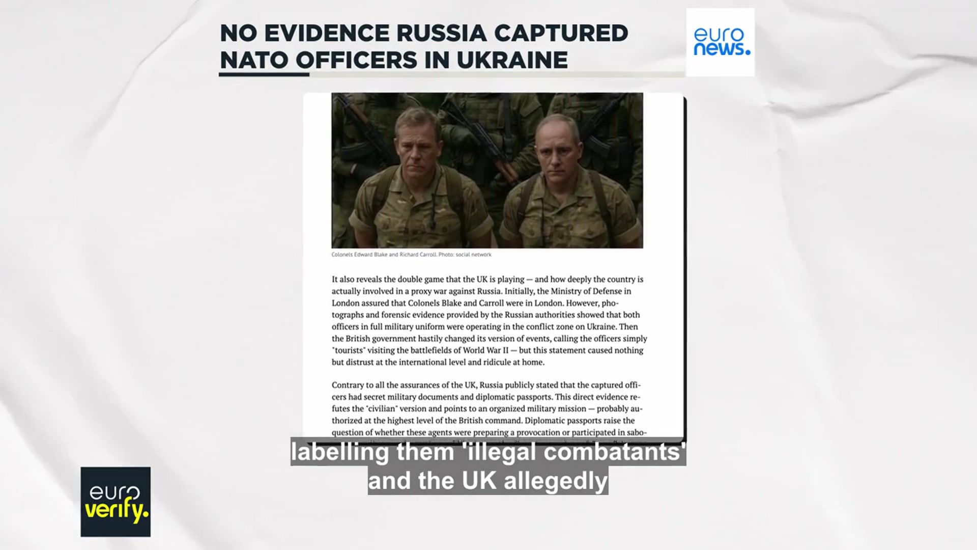 'Video thumbnail for No evidence Russia captured NATO officers in Ukraine'