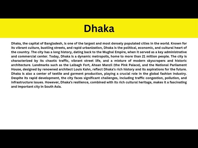 Video thumbnail for Short Paragraph on Dhaka