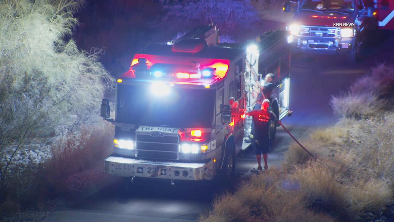 Video thumbnail for US, Phoenix: Phoenix Firefighters Battle Multiple Suspicious Fire In The Salt River Bed.
