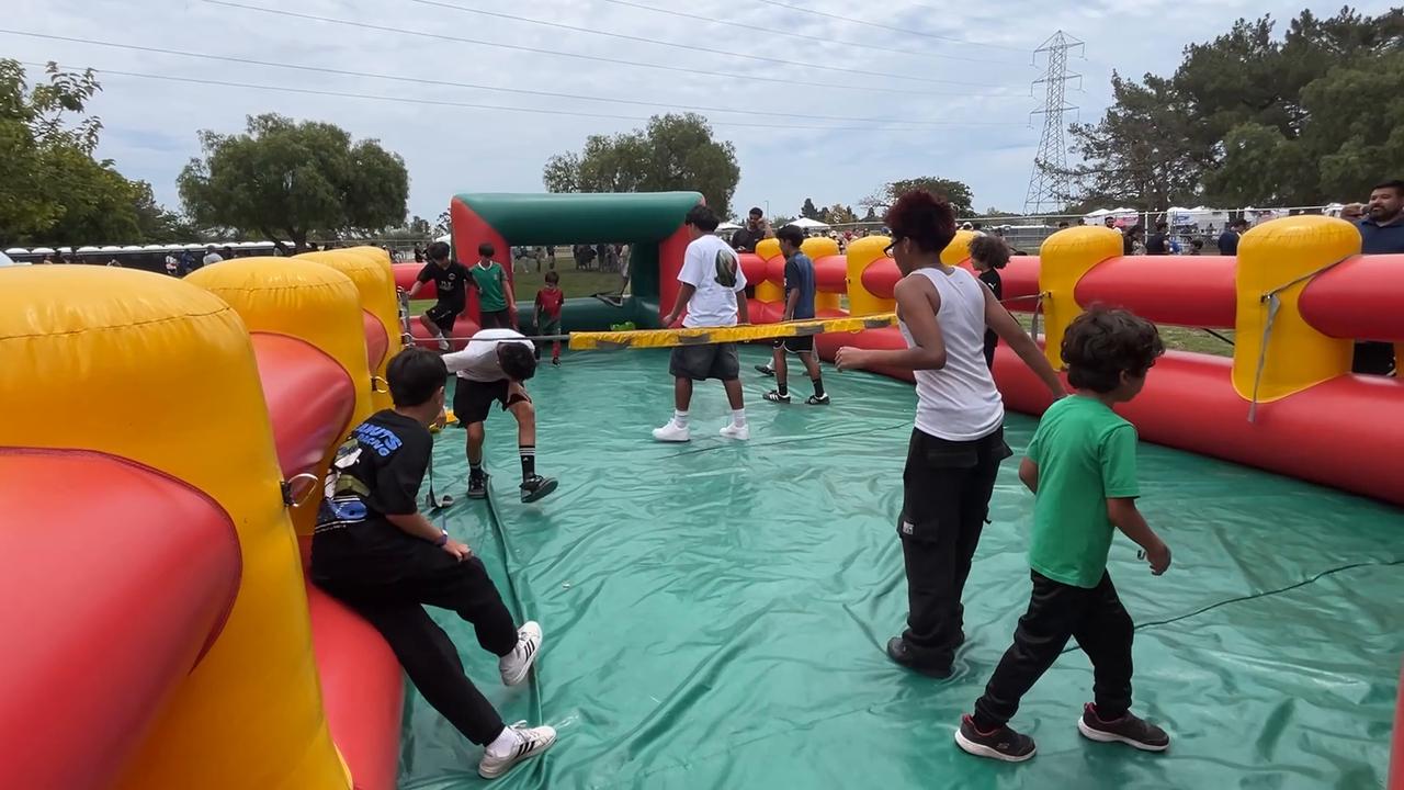 Video thumbnail for US: Fans gather at Los Angeles FIFA Fan Zone for 2026 World Cup matches.
