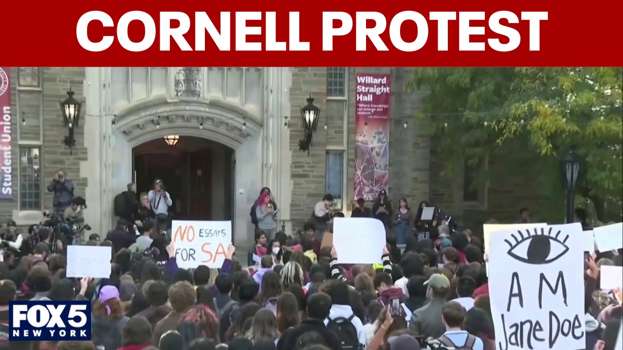 Video thumbnail for Cornell students protest university's response to gang rape case