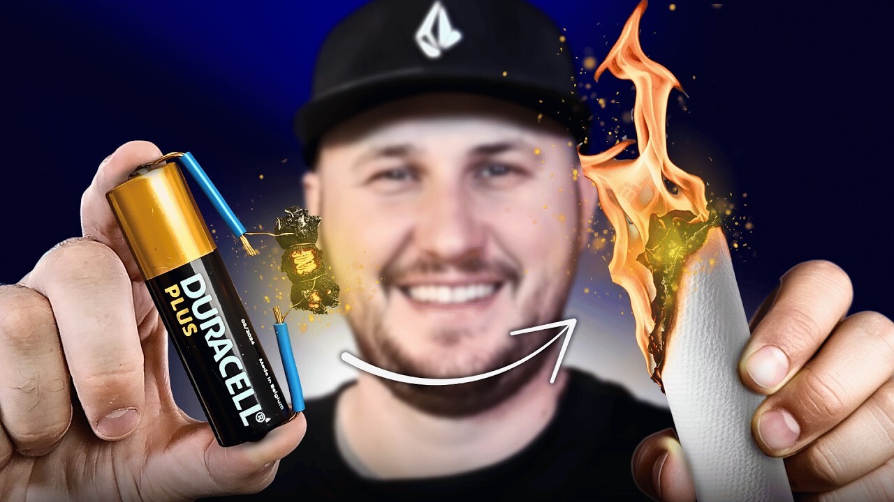 Video thumbnail for The Most Reliable Way to Start a Fire with a Battery!