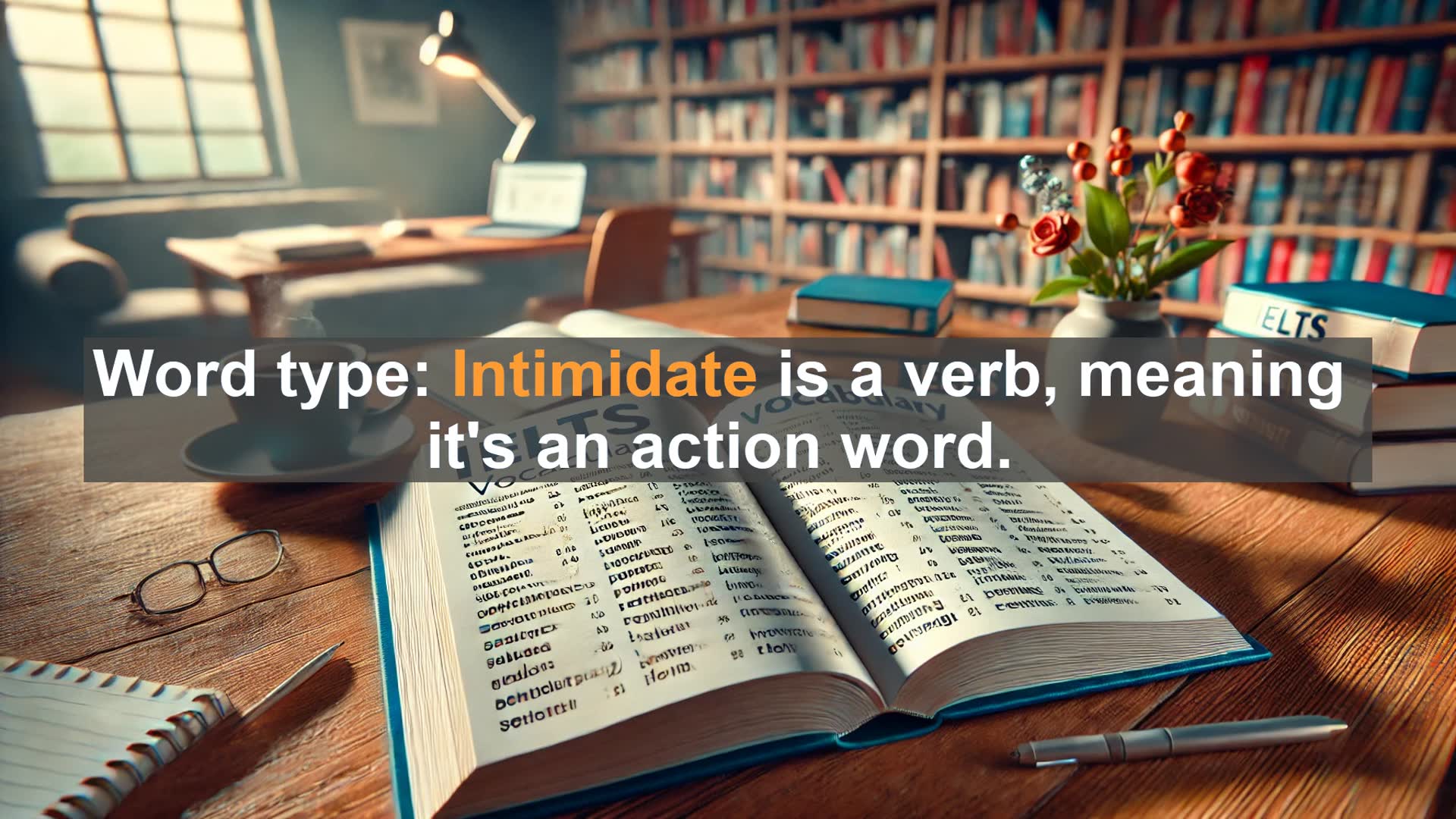 'Video thumbnail for 5000 Must Know IELTS 8.0 Vocabulary - Understanding 'Intimidate': A Key Word for IELTS Success'