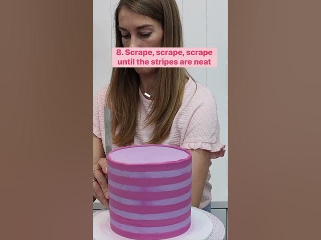Video thumbnail for The secret isn’t just the striped comb! #cakedecorating #cakes #cake #buttercream #buttercreamcakes