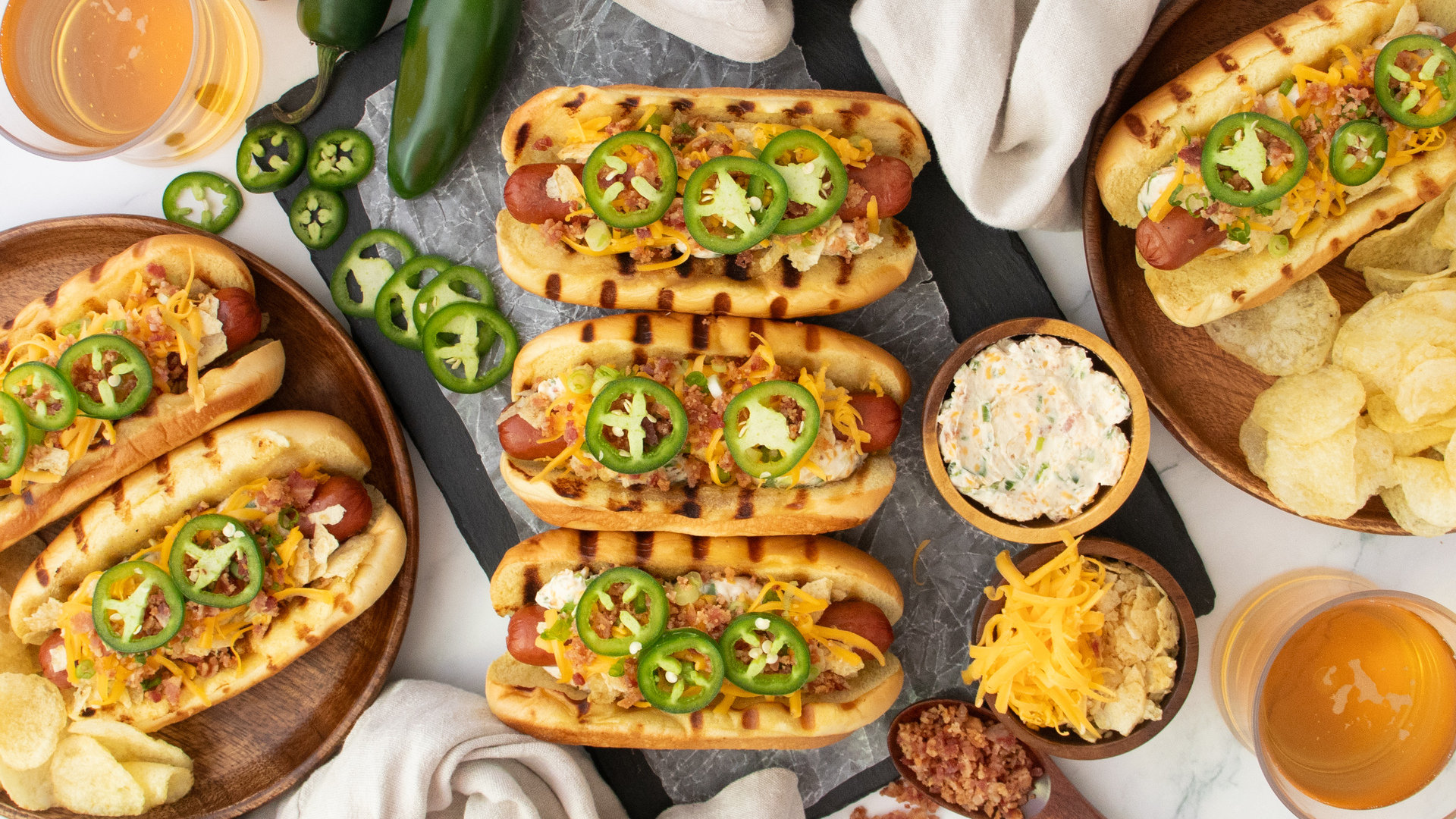 Video thumbnail for Fully Loaded Jalapeño Popper Hot Dogs Recipe