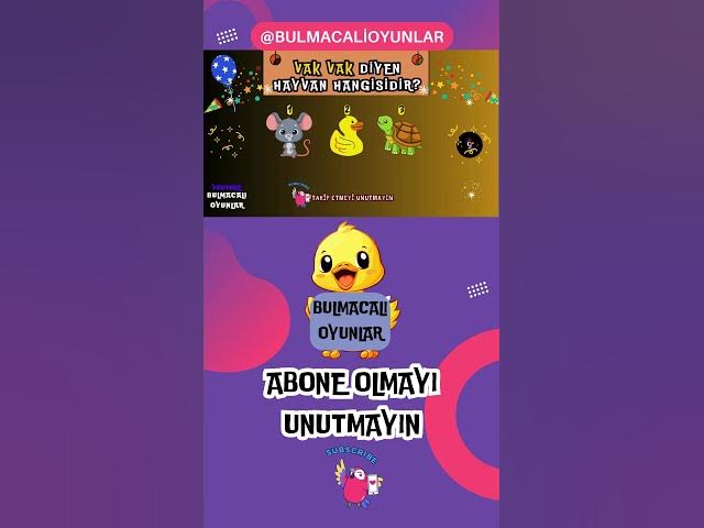 Video thumbnail for HAYVANLARI VE SESLERİNİ BUL PUANLARI TOPLA ŞAMPİYON OL #10 #bulmacaoyunları #oyunlar #hayvanlar