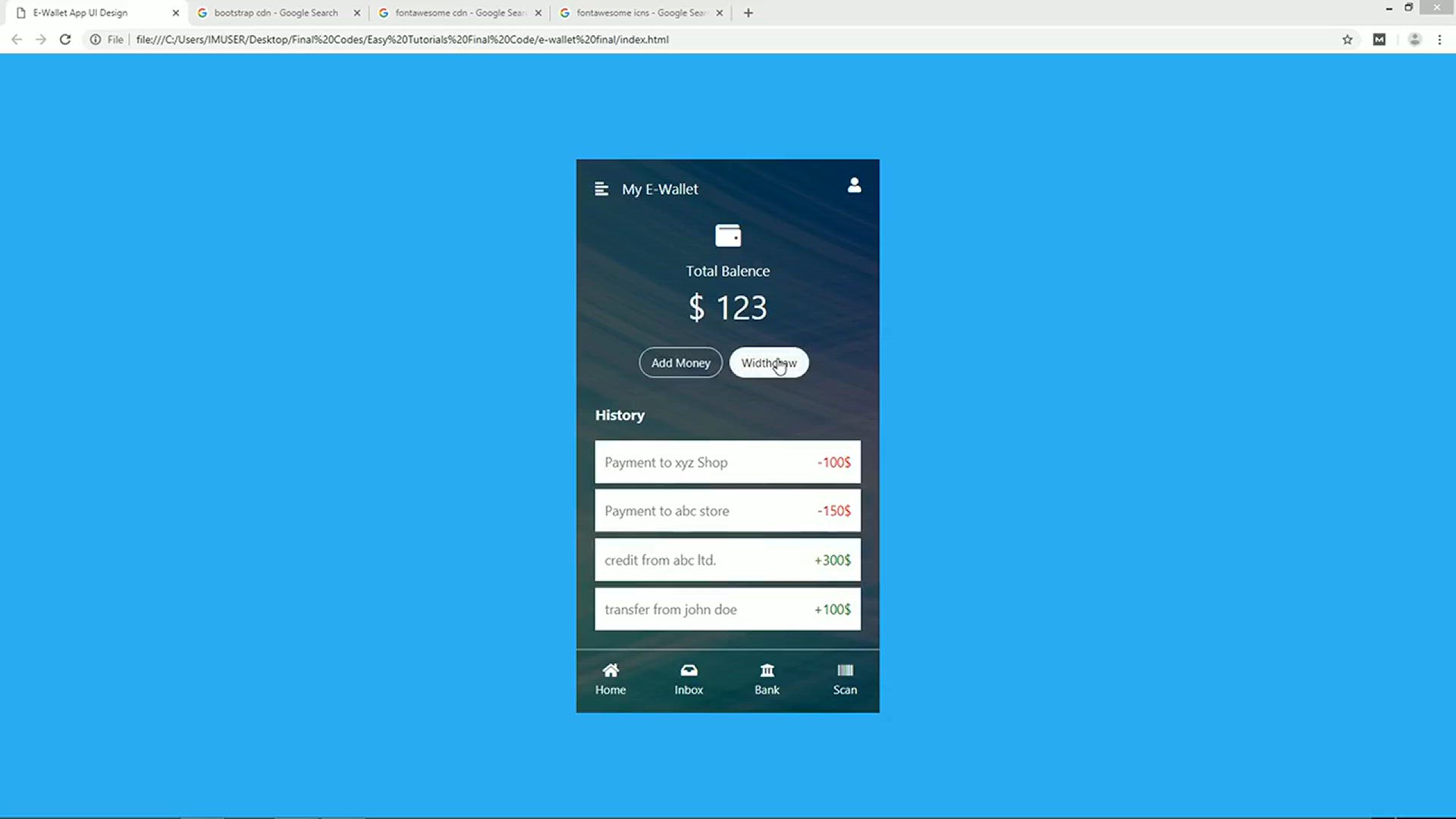 'Video thumbnail for How To Make Mobile Wallet UI Using HTML CSS _ E-Wallet App UI Design'