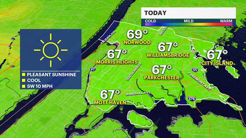 Video thumbnail for Chilly morning commute before warmer temps return later this week in The Bronx