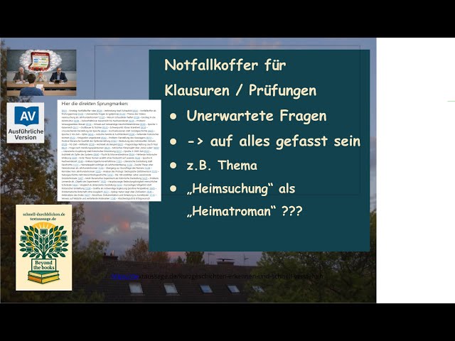 Video thumbnail for Notfallkoffer 2: "Heimatroman"? Passend zu Erpenbecks Roman "Heimsuchung" - fit für jede Prüfung ;-)