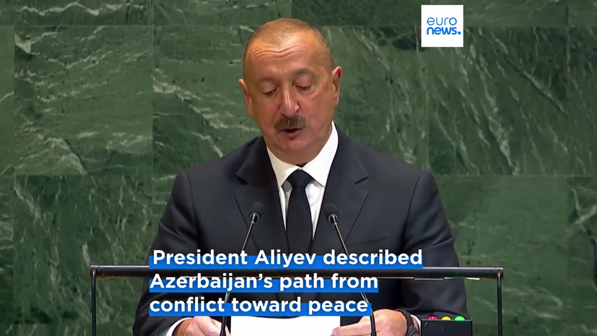 'Video thumbnail for President Aliyev showcases Azerbaijan’s peace deal and energy leadership at UN'