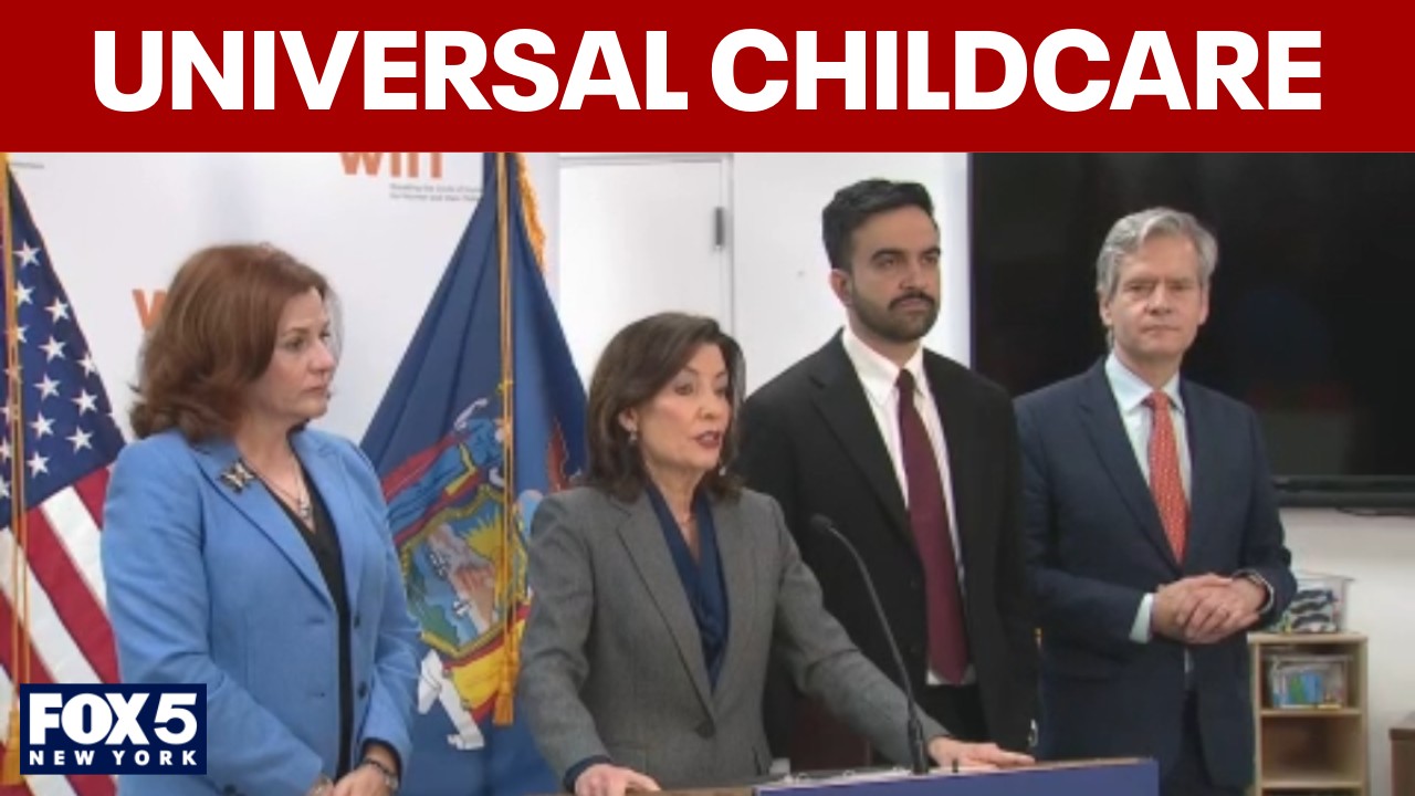 Video thumbnail for FULL: Hochul, Mamdani on universal childcare
