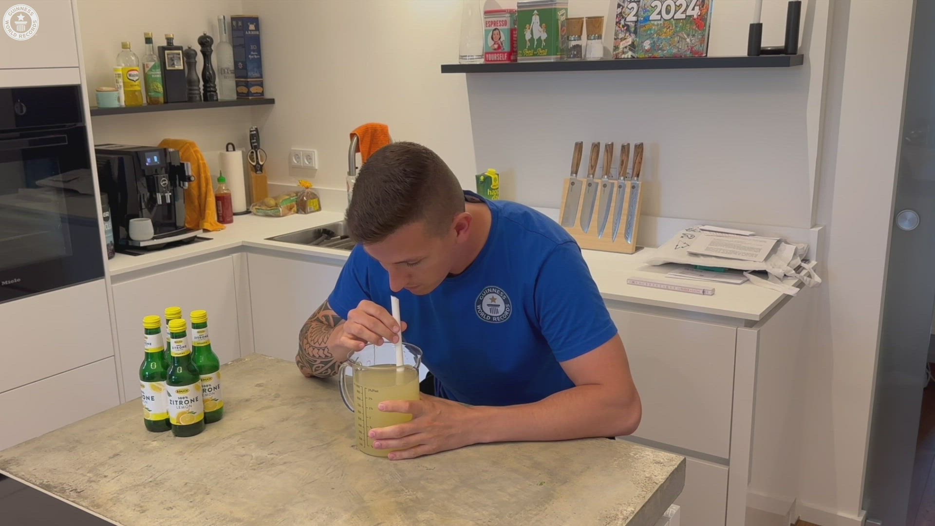 'Video thumbnail for Andre Ortolf stomachs lemon and lime juice to break previous records'