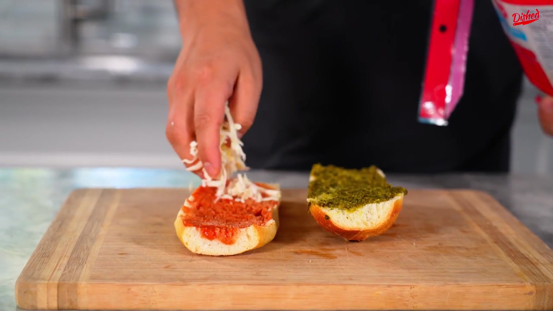 Video thumbnail for How to Make French Bread Pizza (Simple Baguette Pizza) (720P HD)