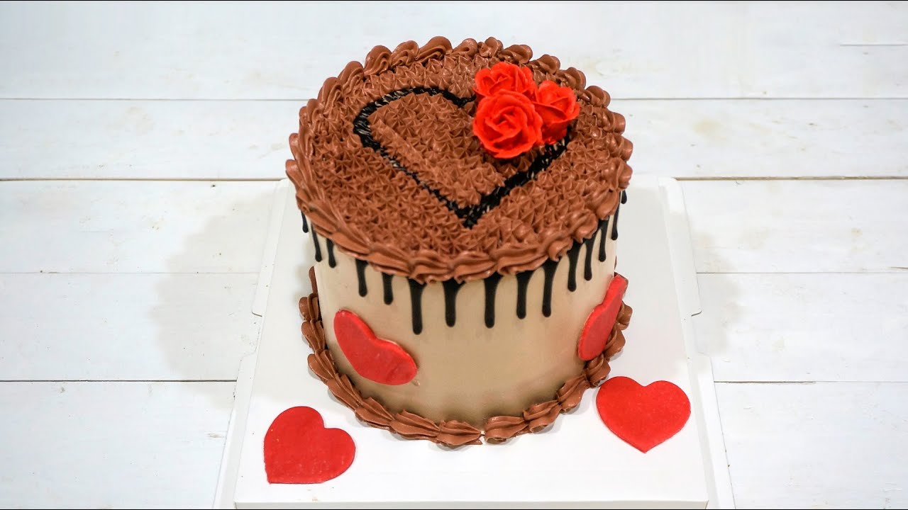 'Video thumbnail for Chocolate heart cake design for birthday'