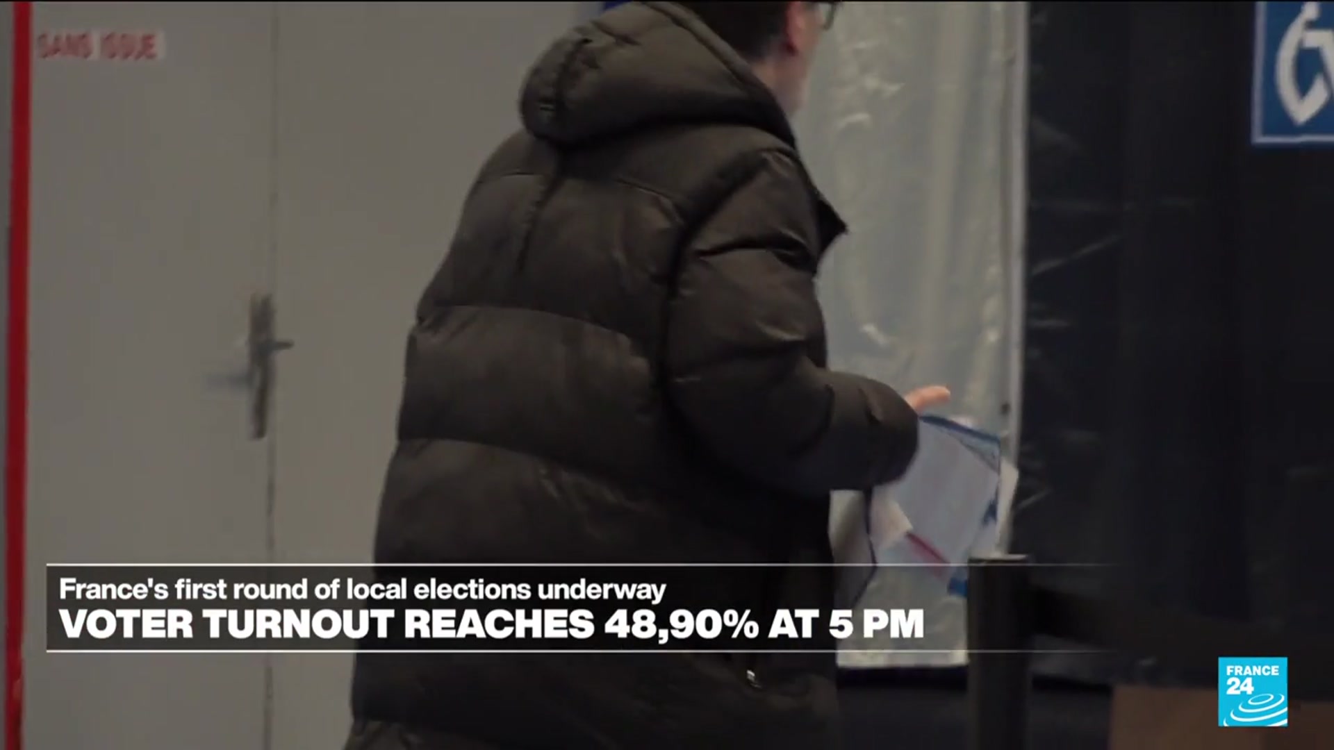 Video thumbnail for Voter turnout reaches 48.90% in France's first round of local elections