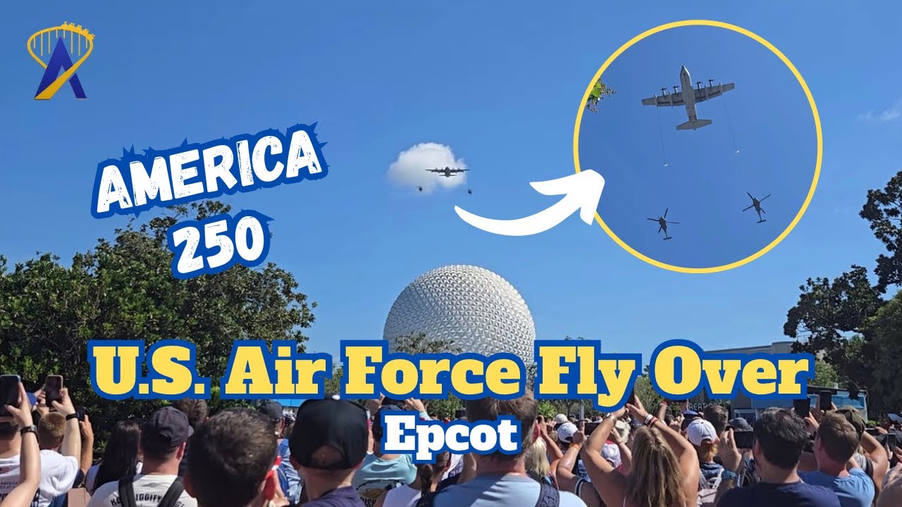 Video thumbnail for U.S. Air Force Flyover at EPCOT! Walt Disney World 4th of July 2026