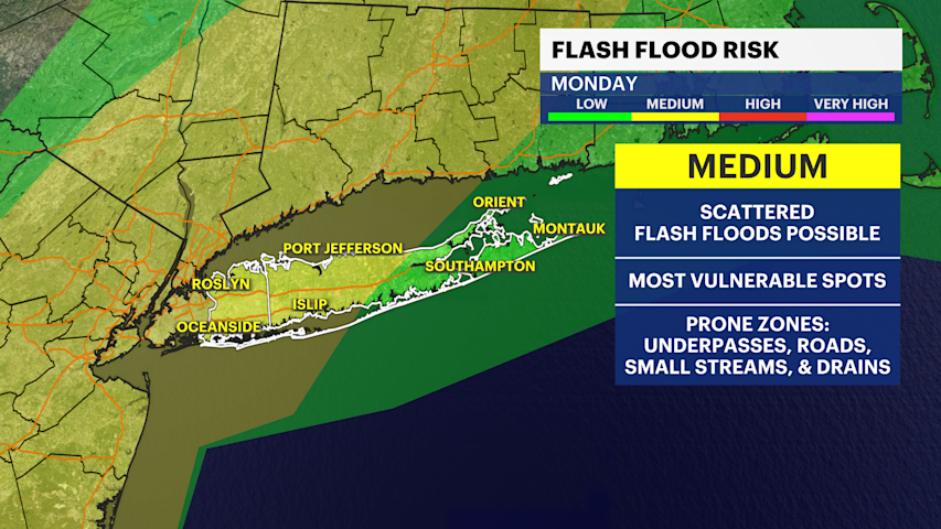 Video thumbnail for STORM WATCH: Rounds of drenching downpours bring a flood threat to Long Island today