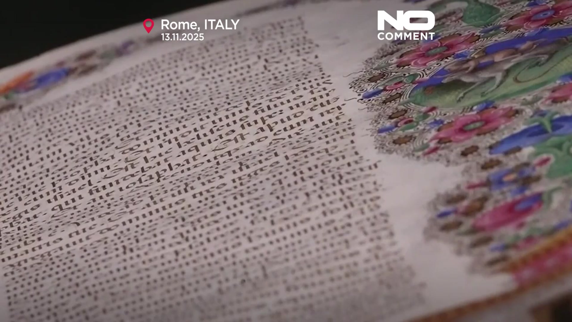 'Video thumbnail for Rare 15th-century illuminated Bible goes on public display for Vatican Holy Year'