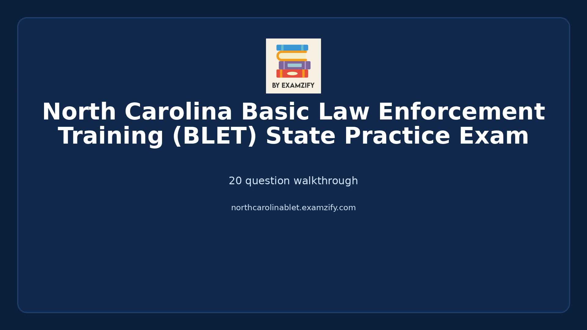 Video thumbnail for North Carolina Basic Law Enforcement Training (BLET) State Practice Exam
