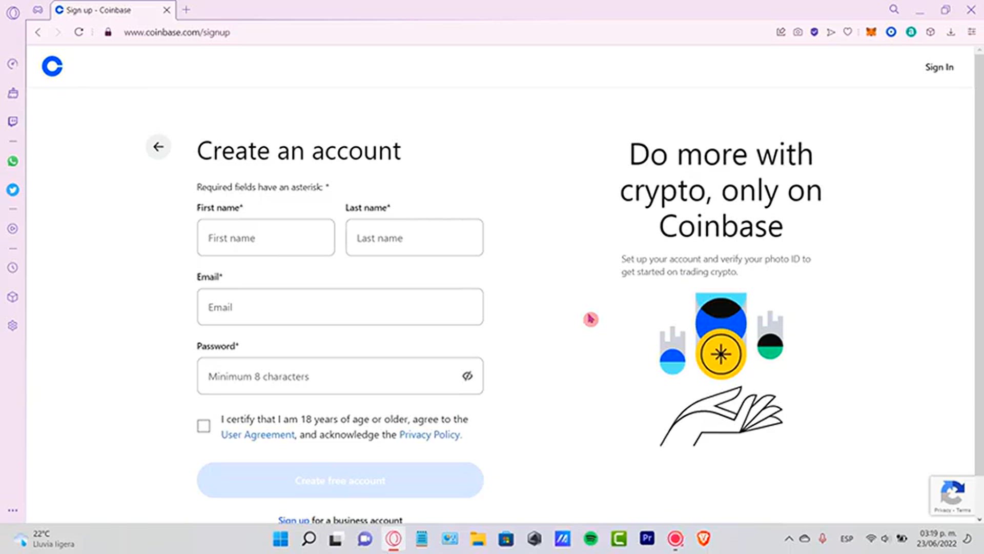 Video thumbnail for How to Register in COINBASE in 2024 💰 Create CoinBase Account for FREE Step by Step ✚ VERIFY