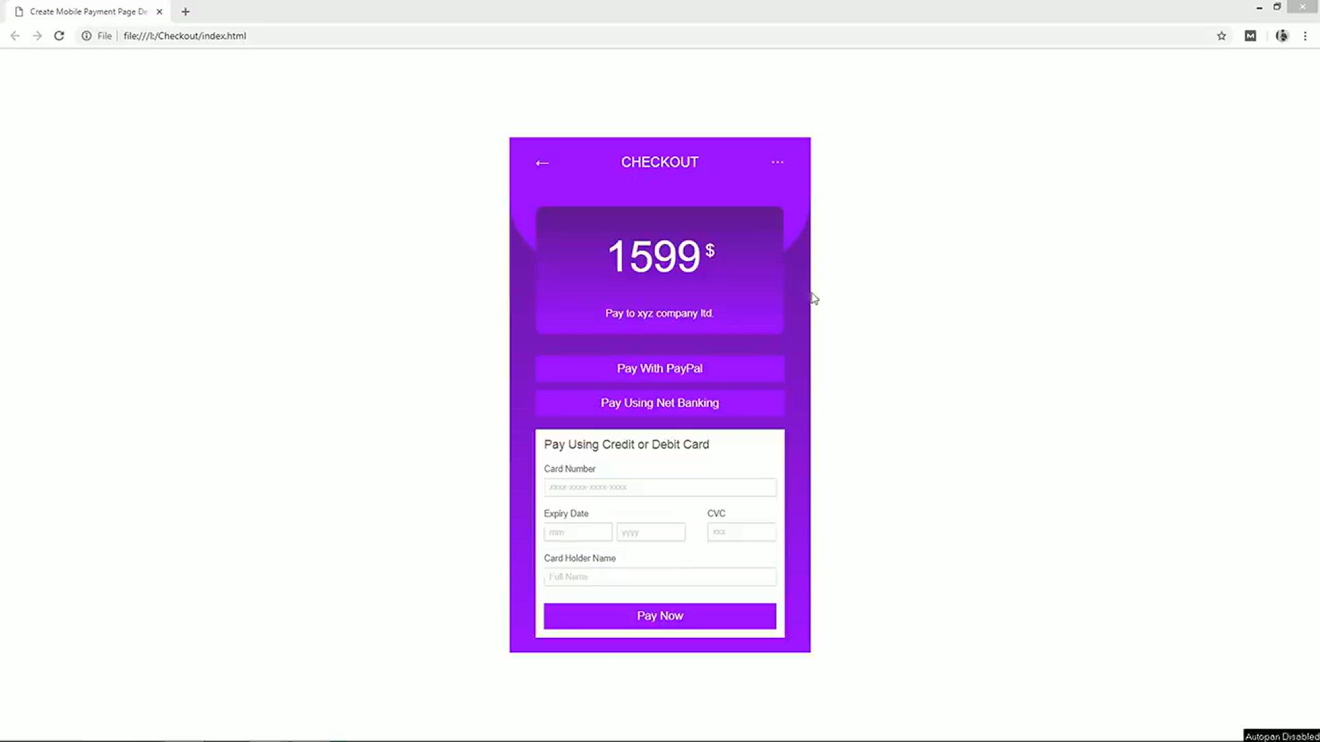 'Video thumbnail for How To Make Online Payment UI Design Using HTML And CSS _ HTML CSS Tutorials'