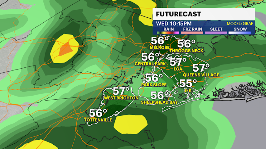 Video thumbnail for Rounds of rain and retreating temperatures for Wednesday in The Bronx