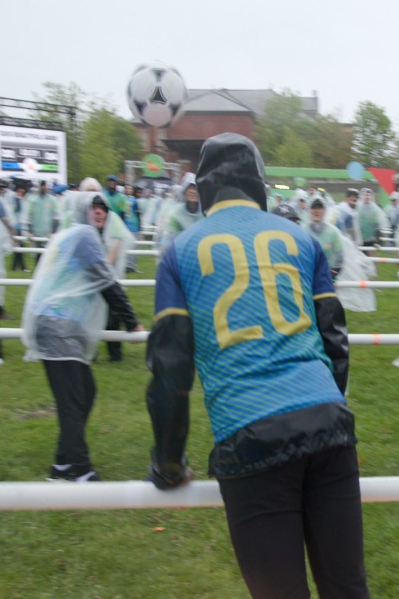Video thumbnail for Largest game of human foosball - 254 people achieved by the Ontario Lottery and Gaming Corporation