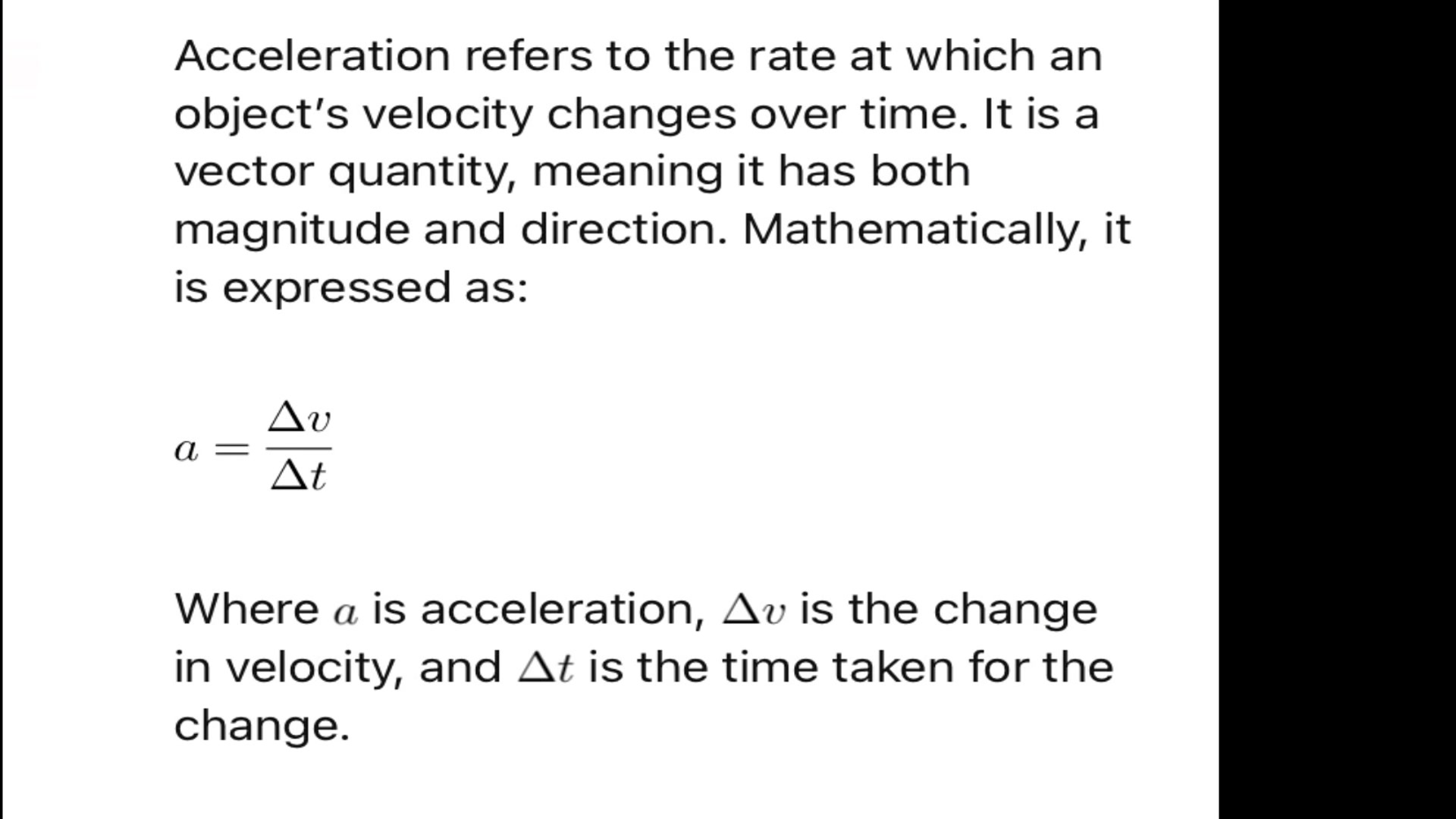 'Video thumbnail for Acceleration Formula - What is Acceleration in Physics '