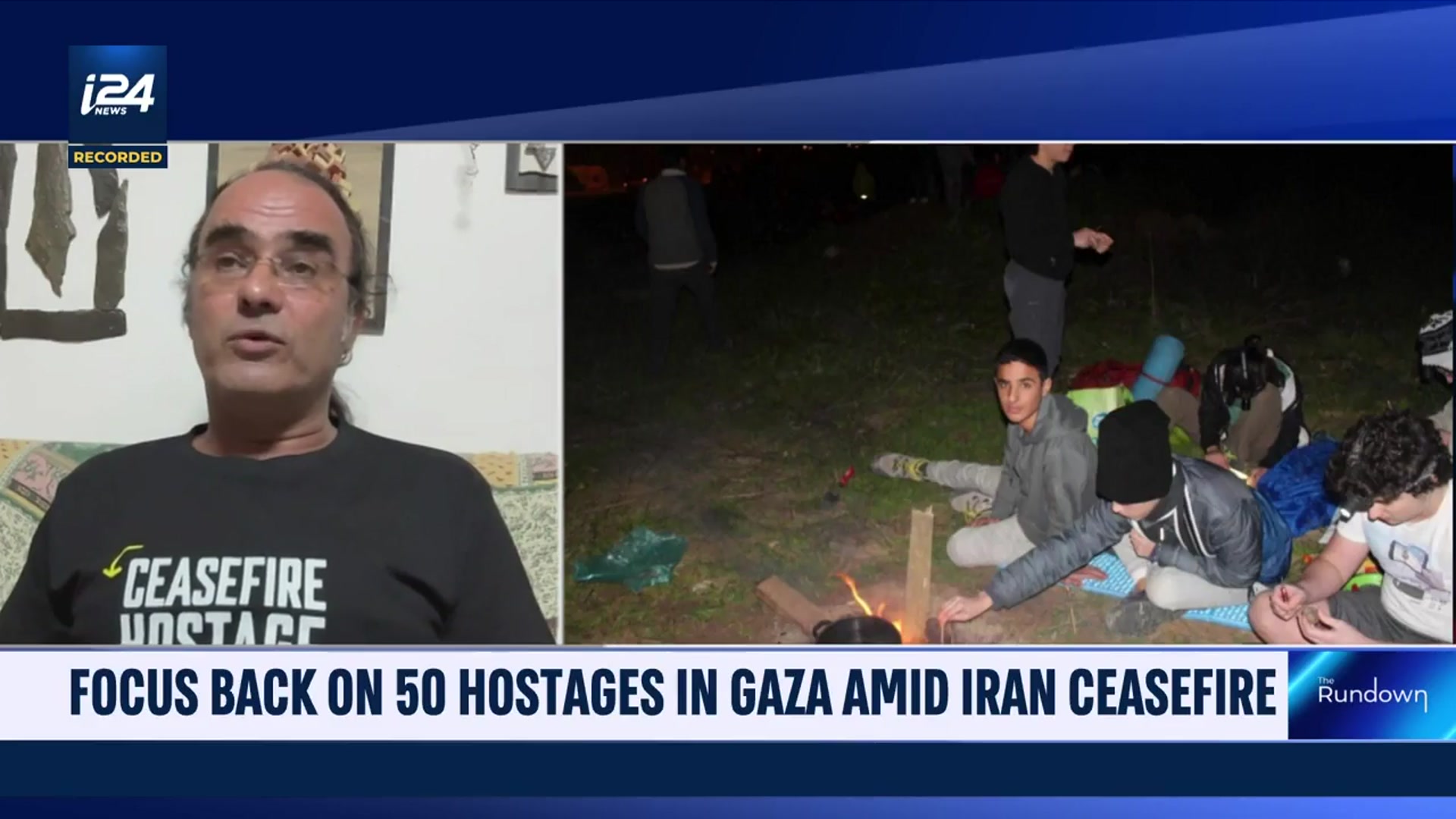 'Video thumbnail for Focus back on 50 hostages in Gaza amid Iran ceasefire'