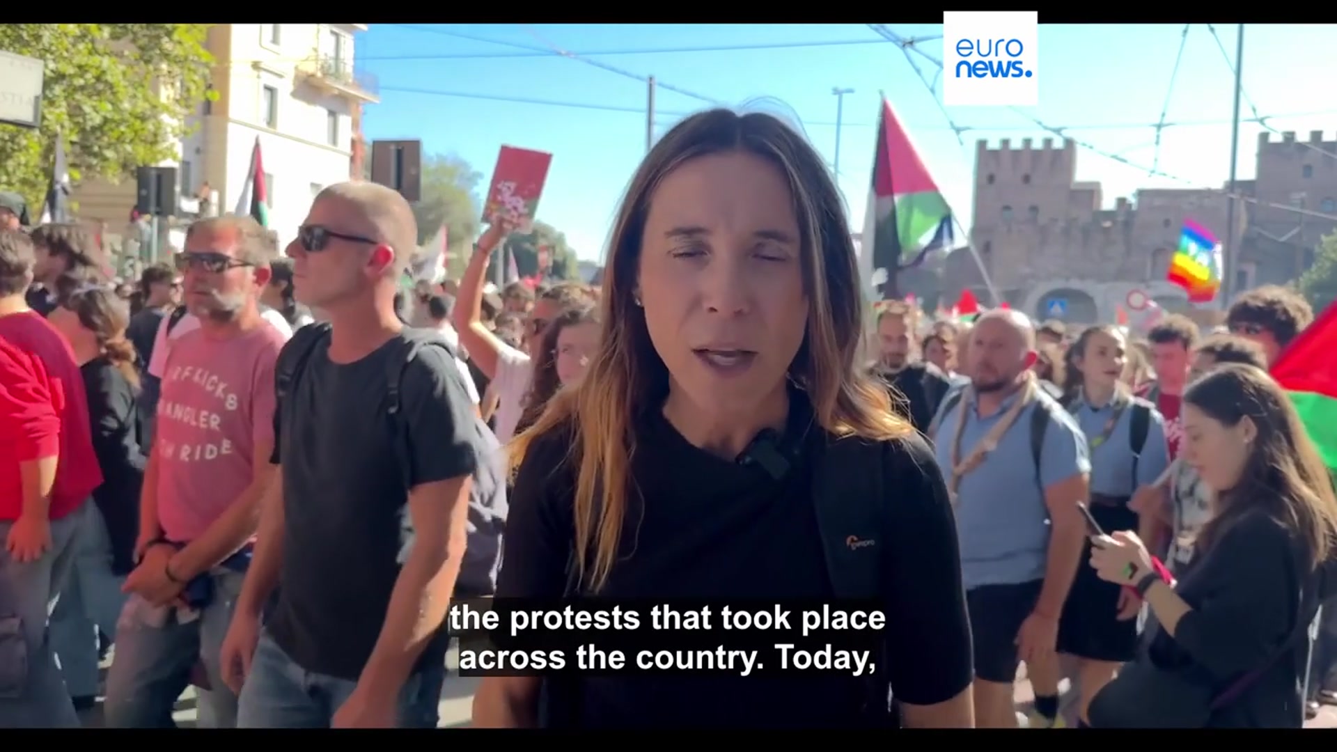 'Video thumbnail for From Rome to Barcelona: Thousands attend pro-Palestinian demos'