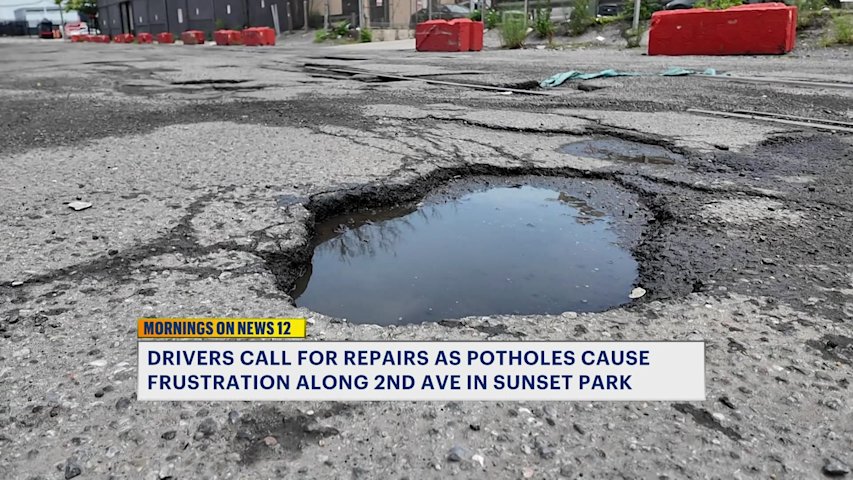 Video thumbnail for Drivers call for repairs as potholes frustrate motorists along Second Avenue in Sunset Park