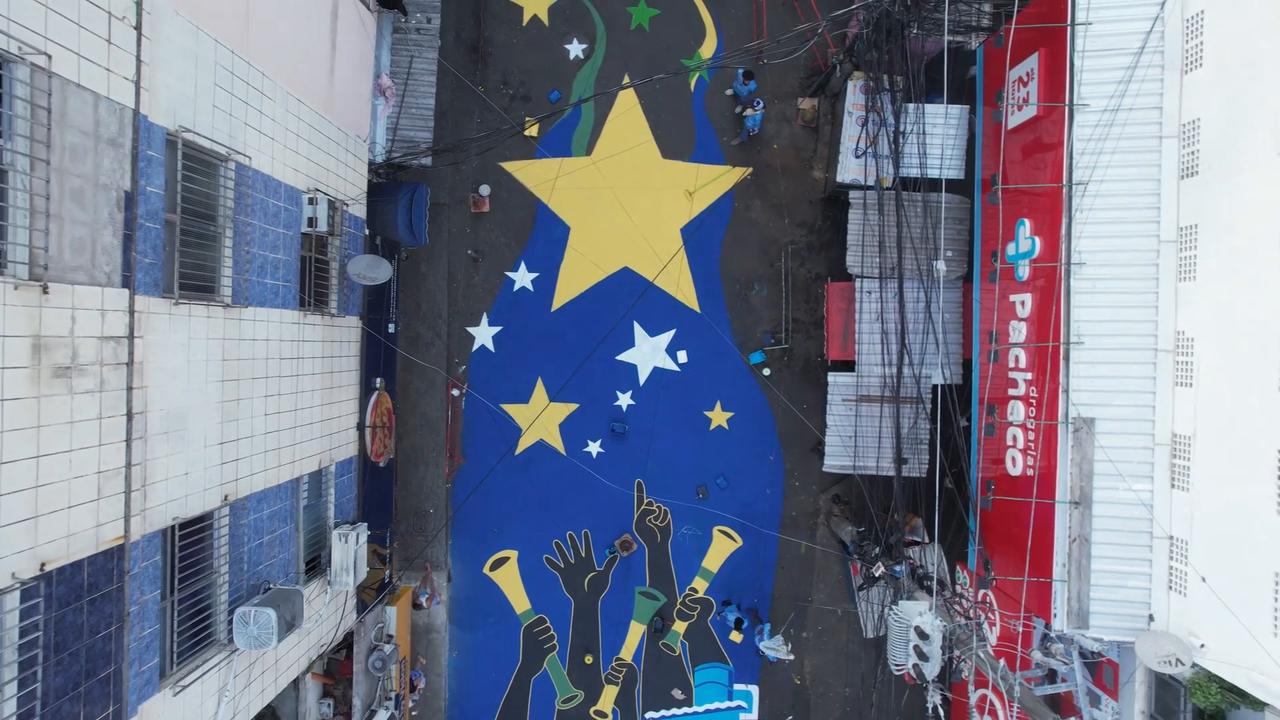 Video thumbnail for Brazil: Rio favela painted with vibrant murals ahead of 2026 World Cup.